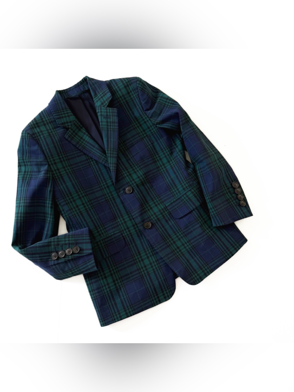 Vineyard Vines Boys Kids 7 Blazer Jacket Black Watch Cotton Tartan Plaid